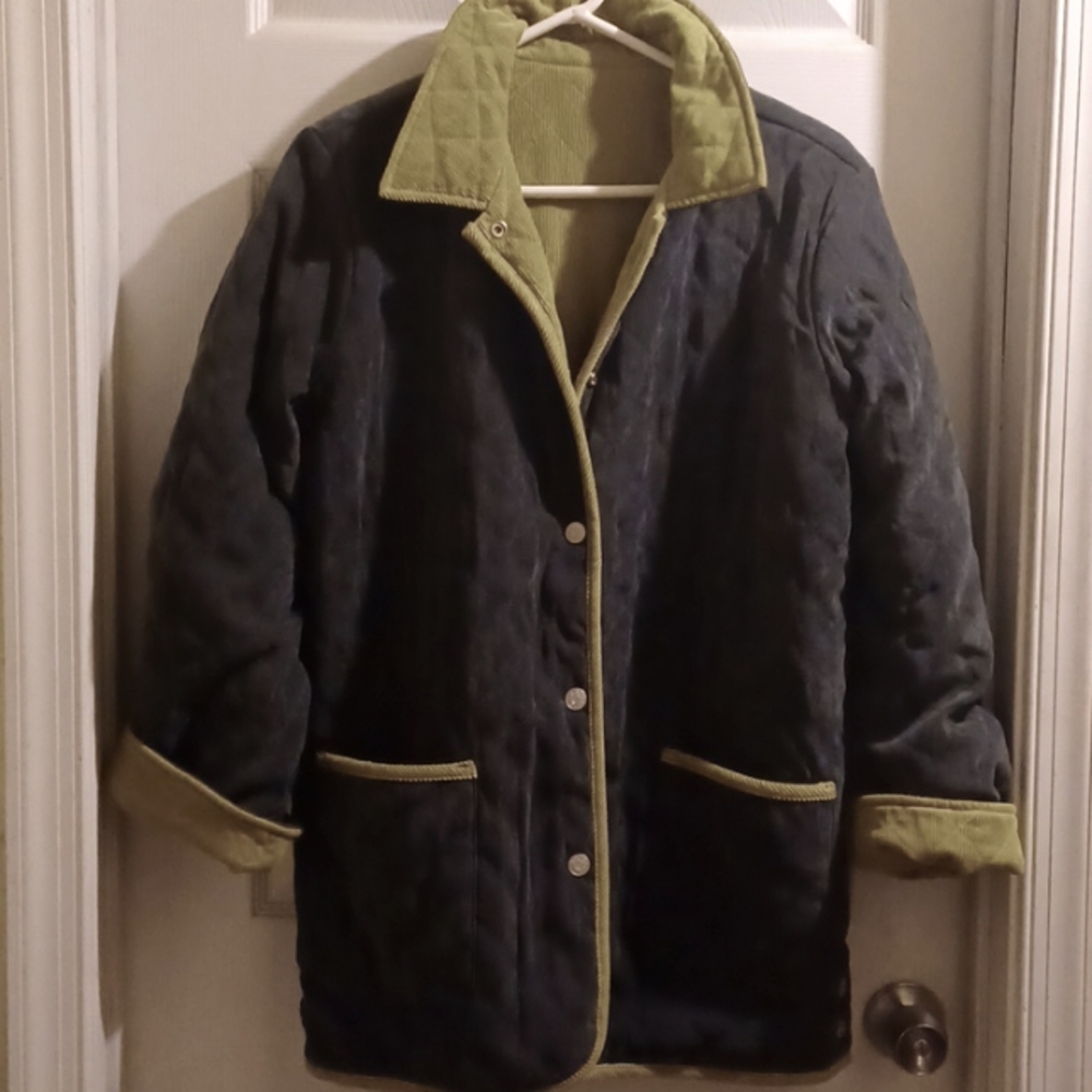 USED DENIM&CO REVERSIBLE CORDUROY QUILTED (GREEN) JACKET SIZE S